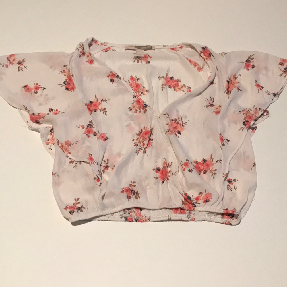 Forever 21 Pink floral crop top Size S